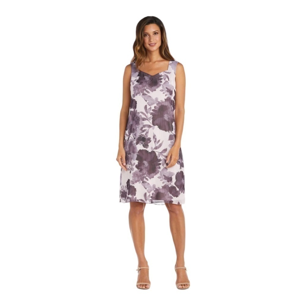 R & M Richards Floral Chiffon Dress NWT